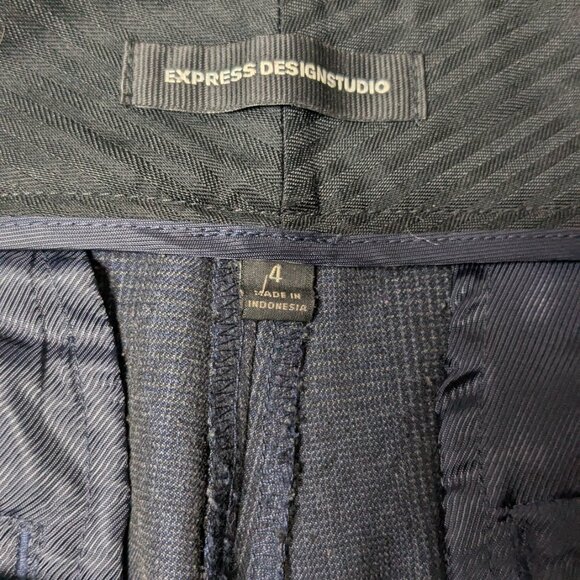 Express Design Studio Medium Rise Dark plaid  wide leg Trouser 4 - Picture 7 of 7